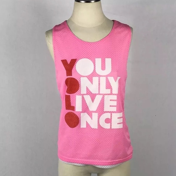 YOLO Retro Pink Mesh Tank Top - Picture 1 of 7